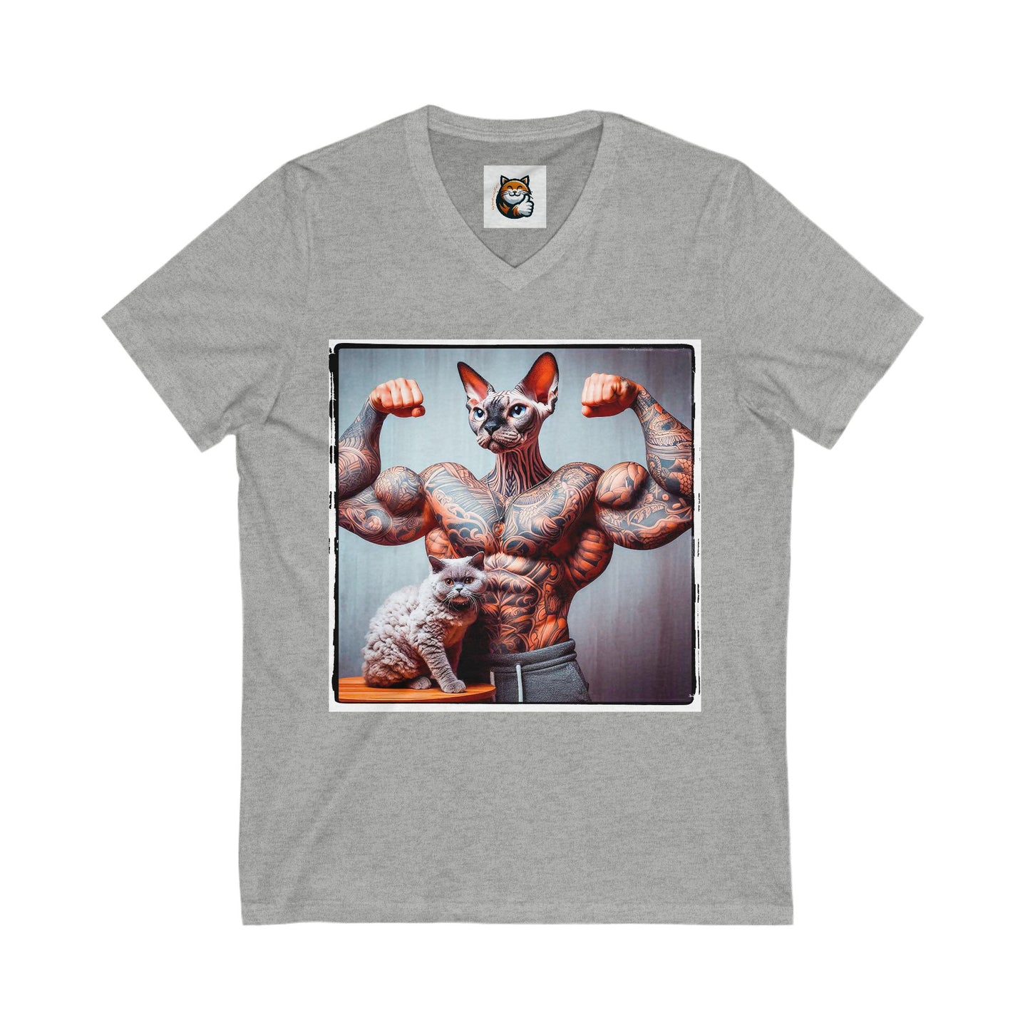 Devon Rex Cat Unisex Jersey Short Sleeve V-Neck Tee