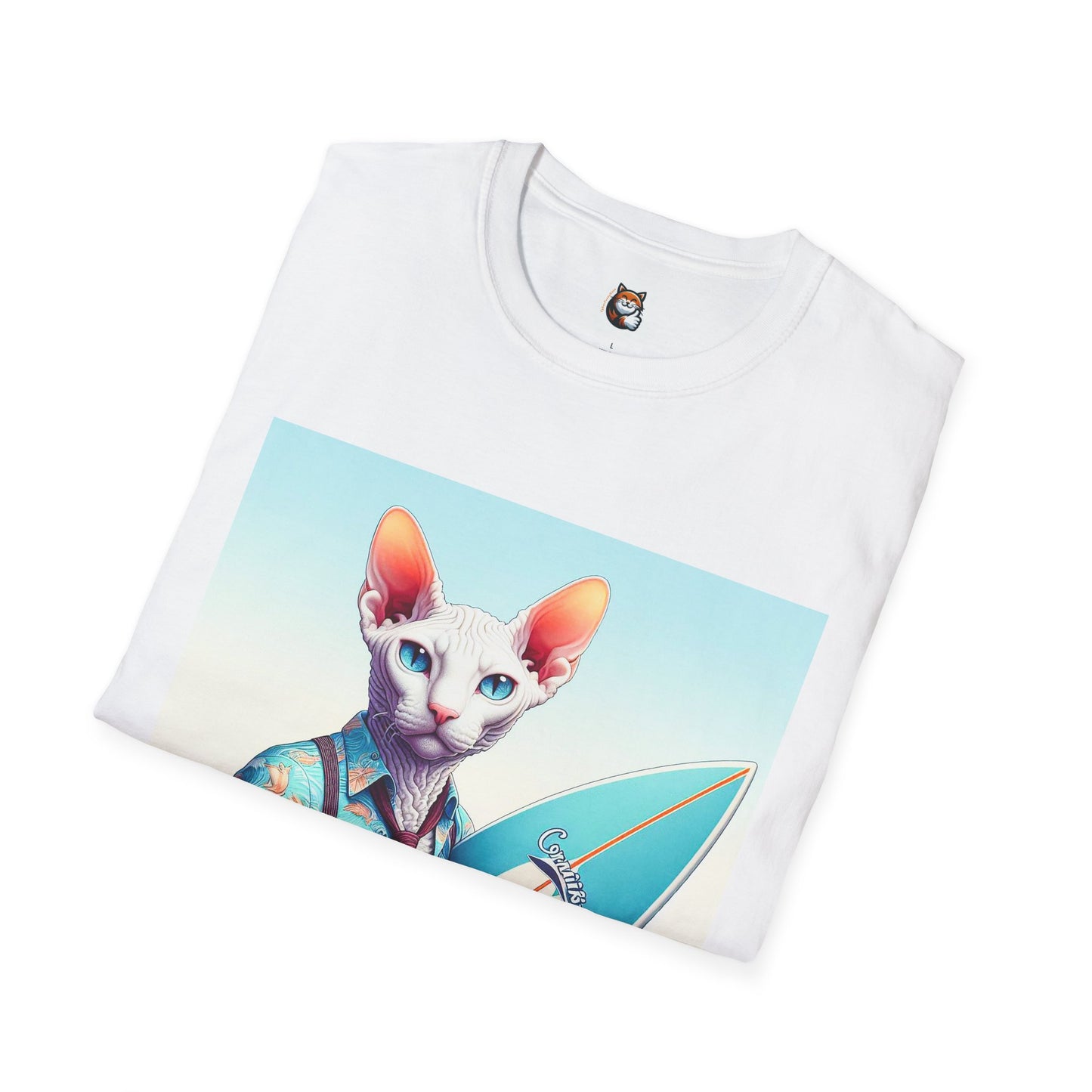 Cornish Rex Cat beach surfer T-Shirt