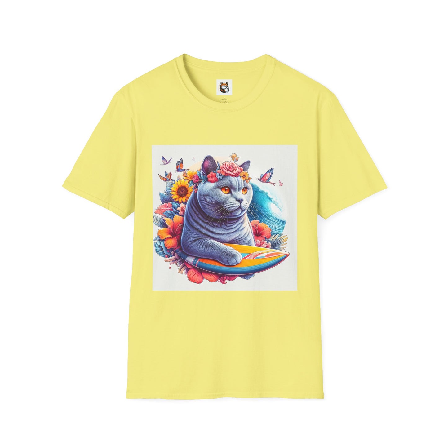 British Shorthair surf board Softstyle T-Shirt