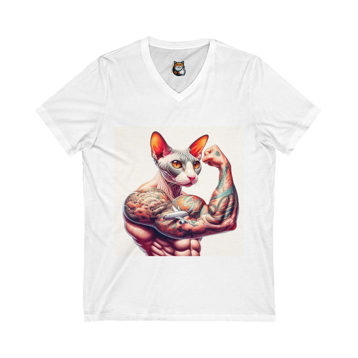 Cornish Rex Cat Unisex Jersey Short Sleeve V-Neck Tee