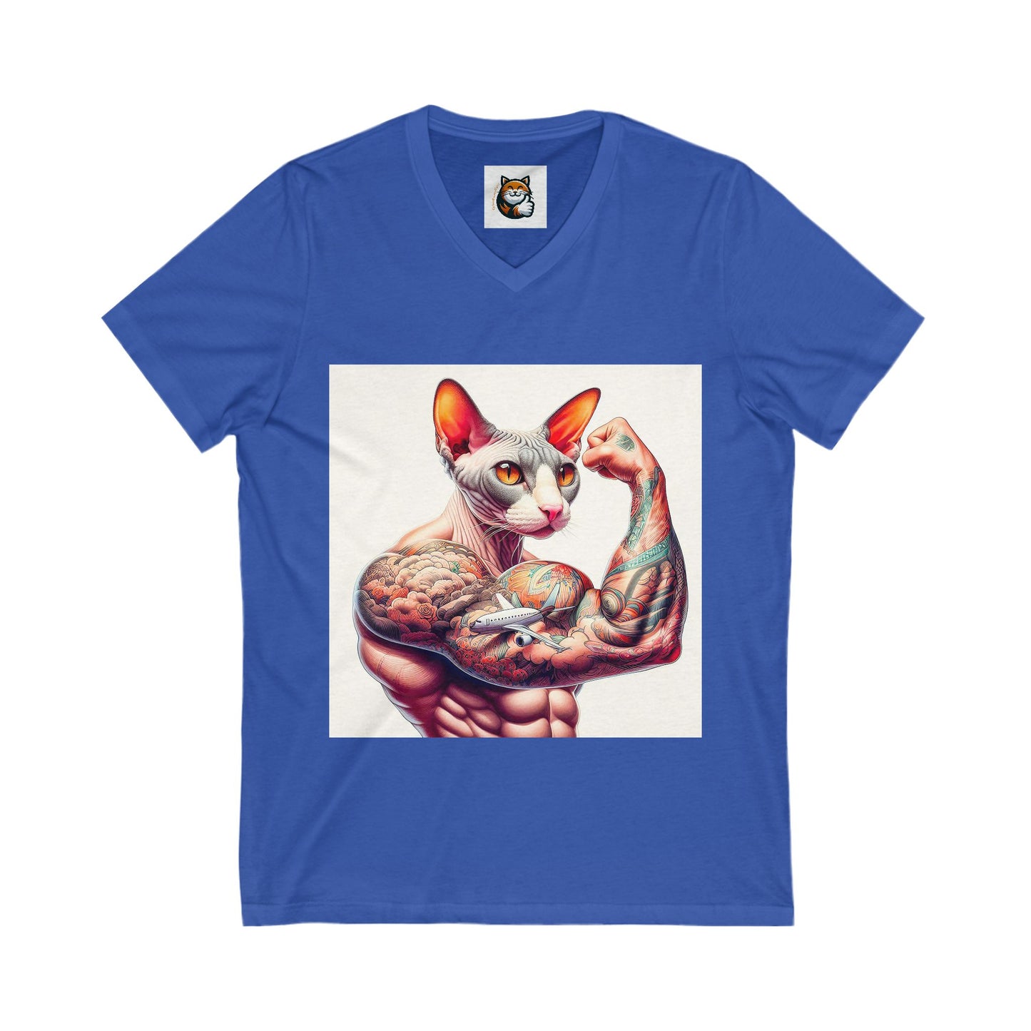 Cornish Rex Cat Unisex Jersey Short Sleeve V-Neck Tee