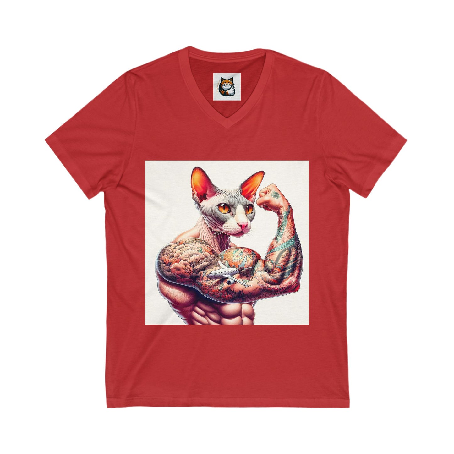 Cornish Rex Cat Unisex Jersey Short Sleeve V-Neck Tee
