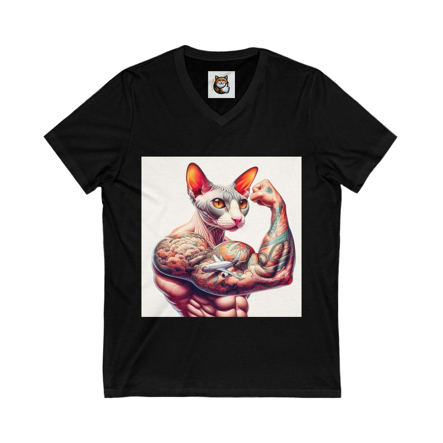 Cornish Rex Cat Unisex Jersey Short Sleeve V-Neck Tee