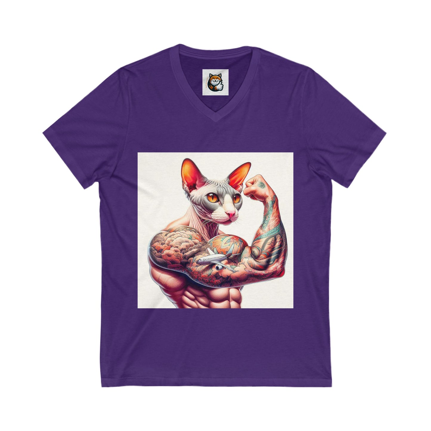 Cornish Rex Cat Unisex Jersey Short Sleeve V-Neck Tee