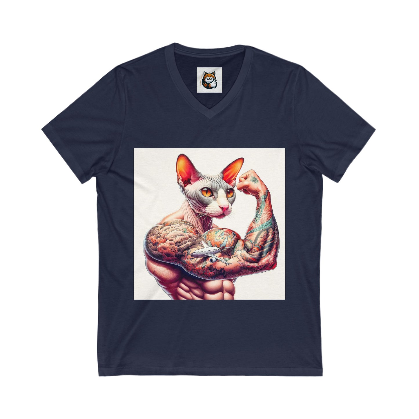Cornish Rex Cat Unisex Jersey Short Sleeve V-Neck Tee