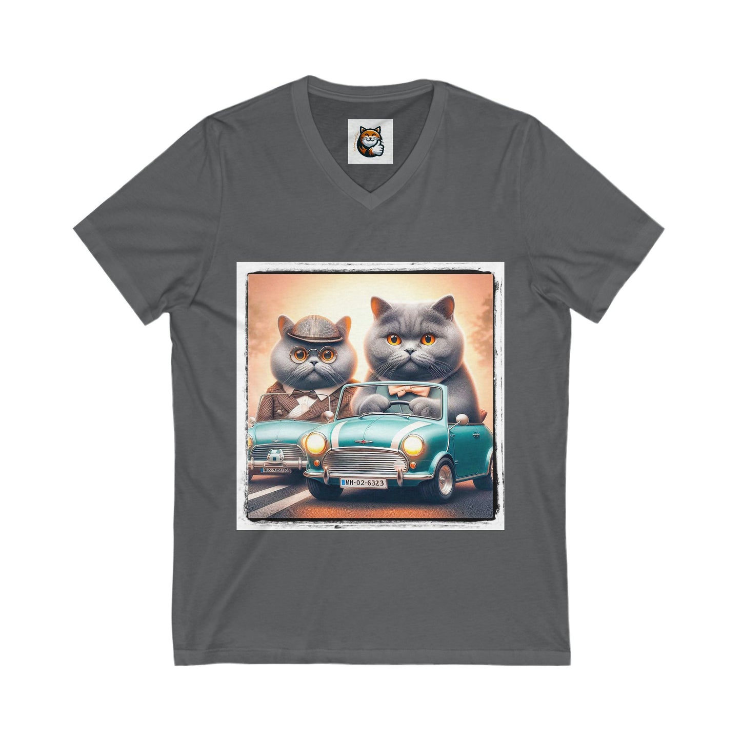 Wacky British Shorthair tiny car Jersey Short Sleeve V-Neck Tee