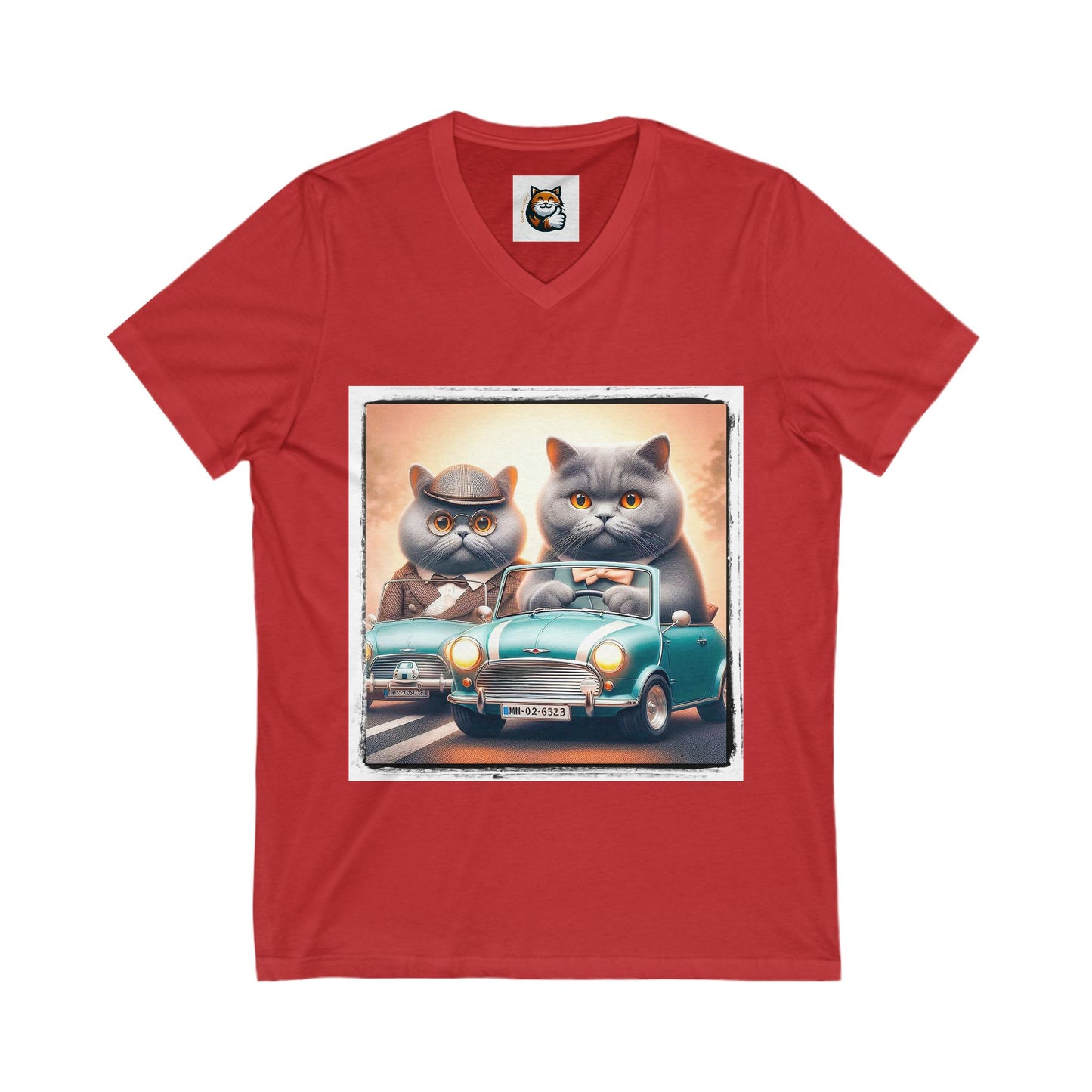 Wacky British Shorthair tiny car Jersey Short Sleeve V-Neck Tee
