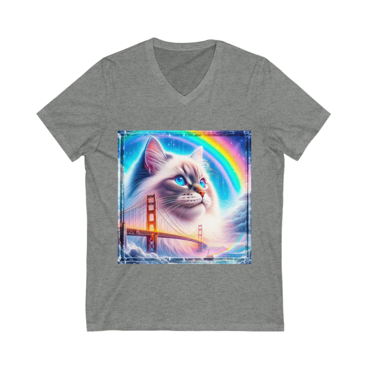 Birman rainbow Jersey Short Sleeve V-Neck Tee