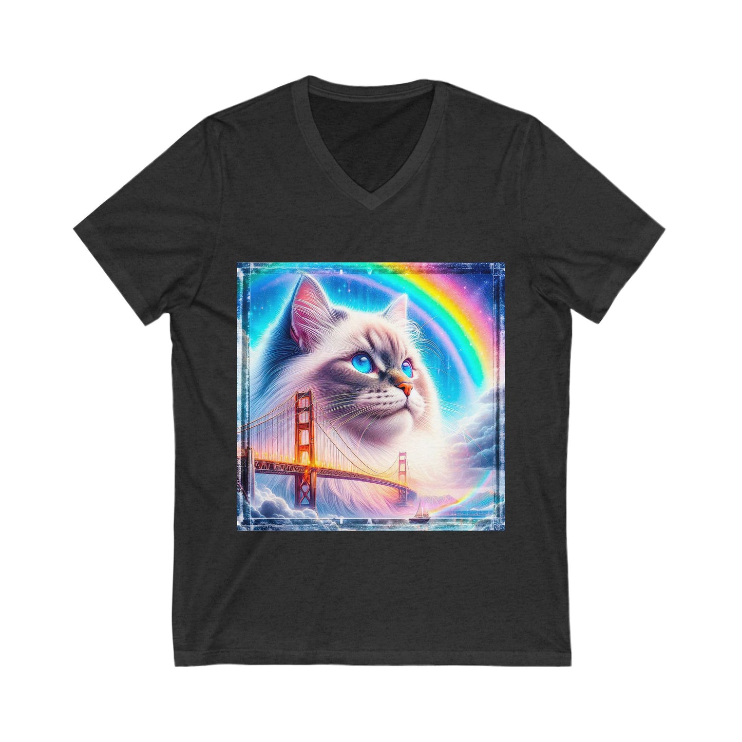 Birman rainbow Jersey Short Sleeve V-Neck Tee