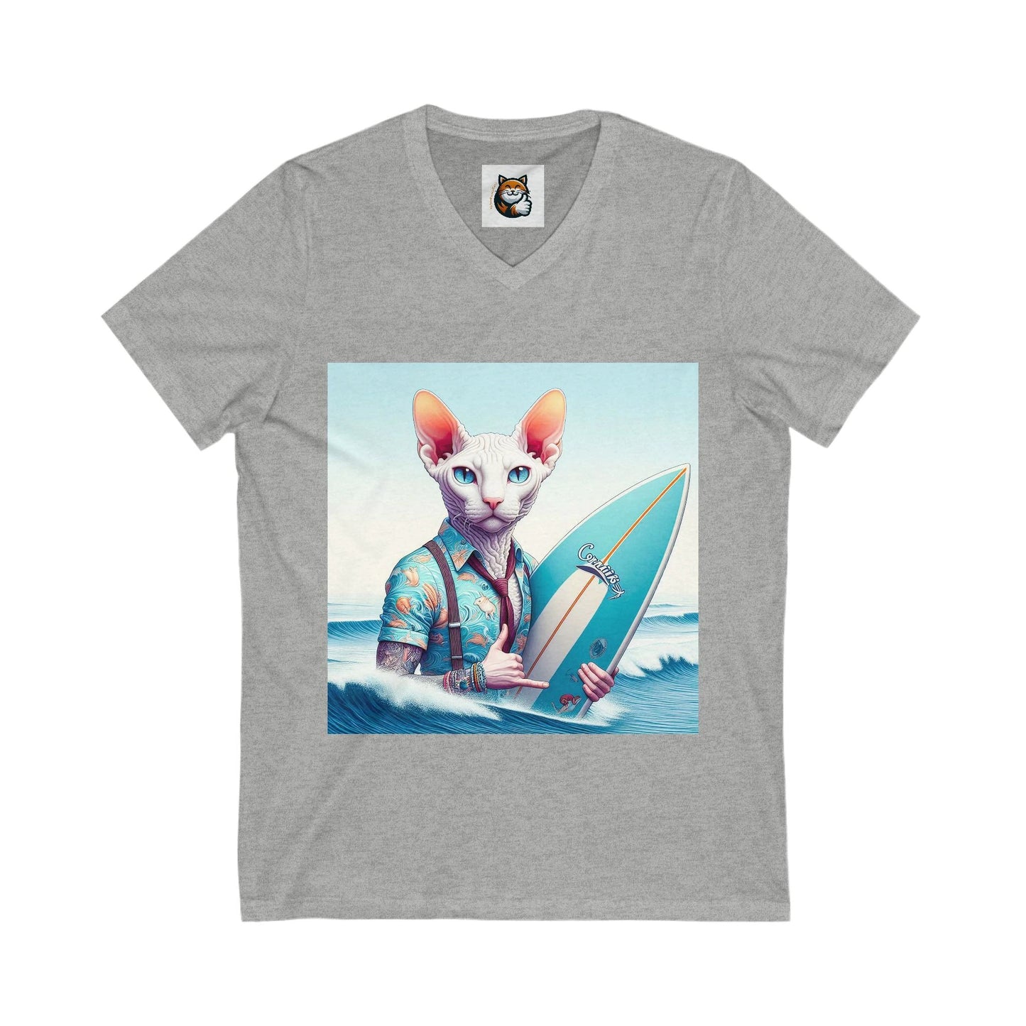 Cornish Rex Cat surfer Tee by Printify