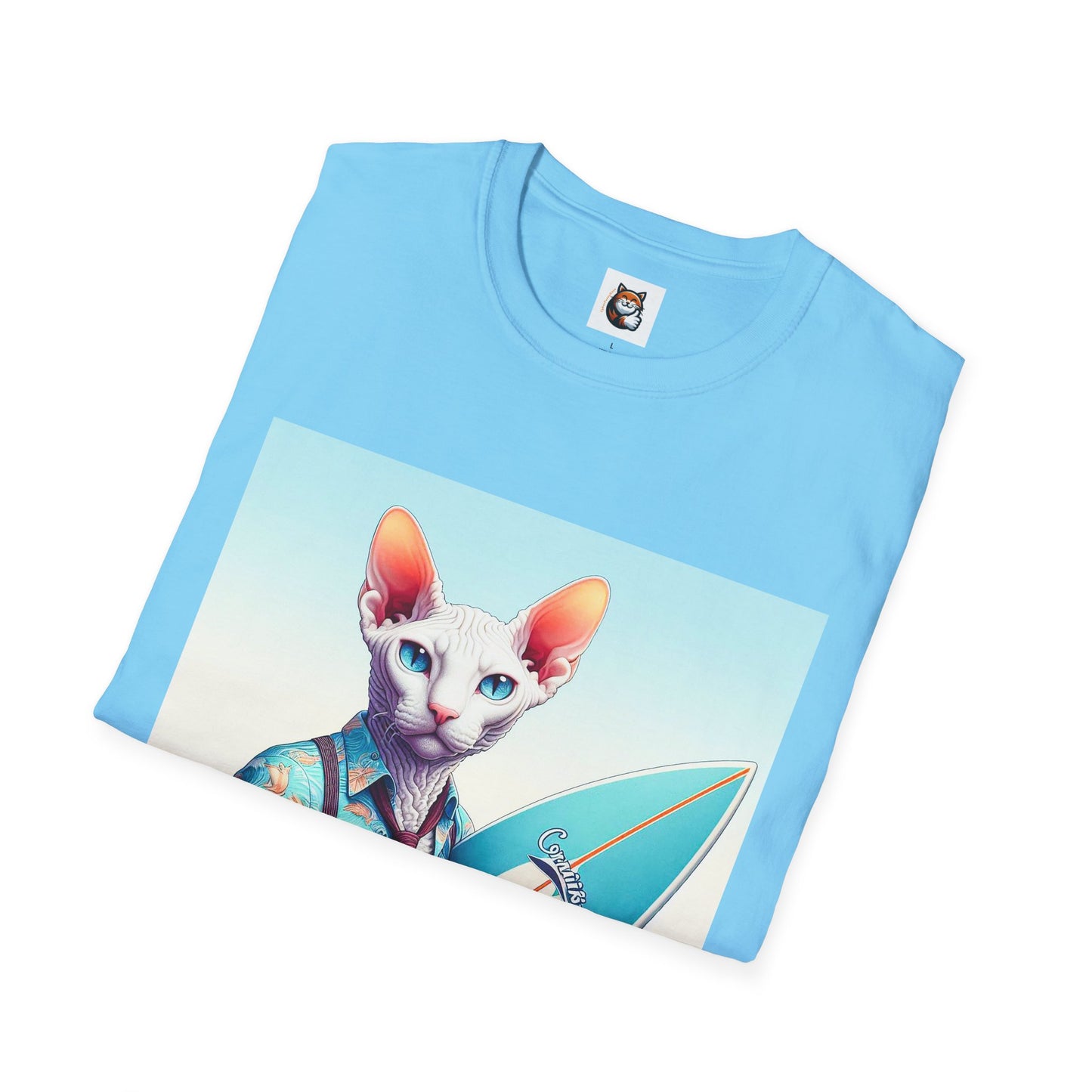Cornish Rex Cat beach surfer T-Shirt
