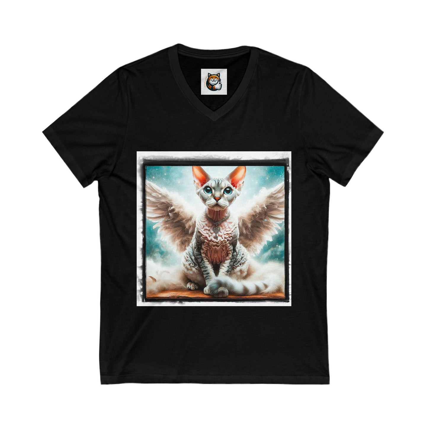 Devon Rex Angel wings Unisex Jersey Short Sleeve V-Neck Tee