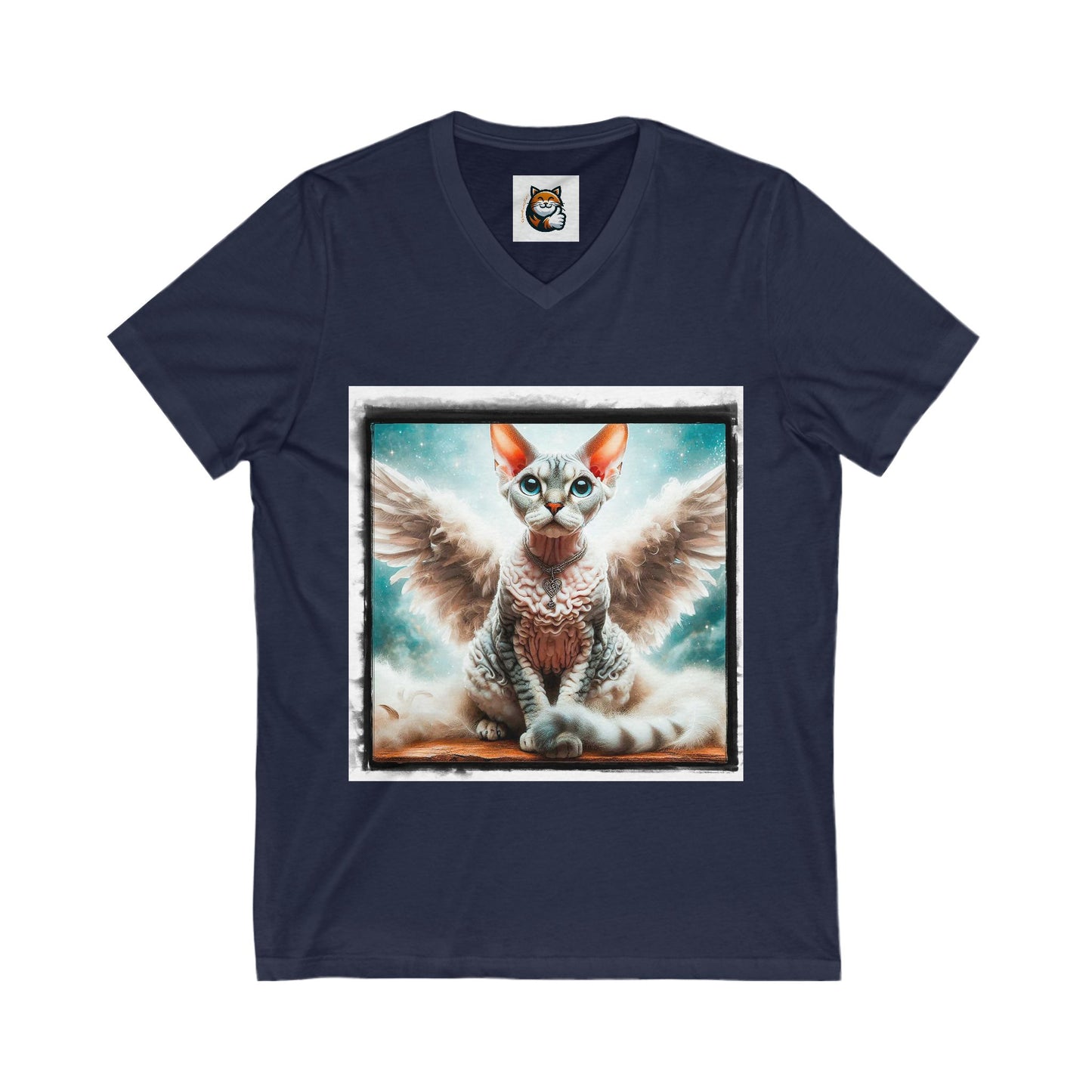 Devon Rex Angel wings Unisex Jersey Short Sleeve V-Neck Tee