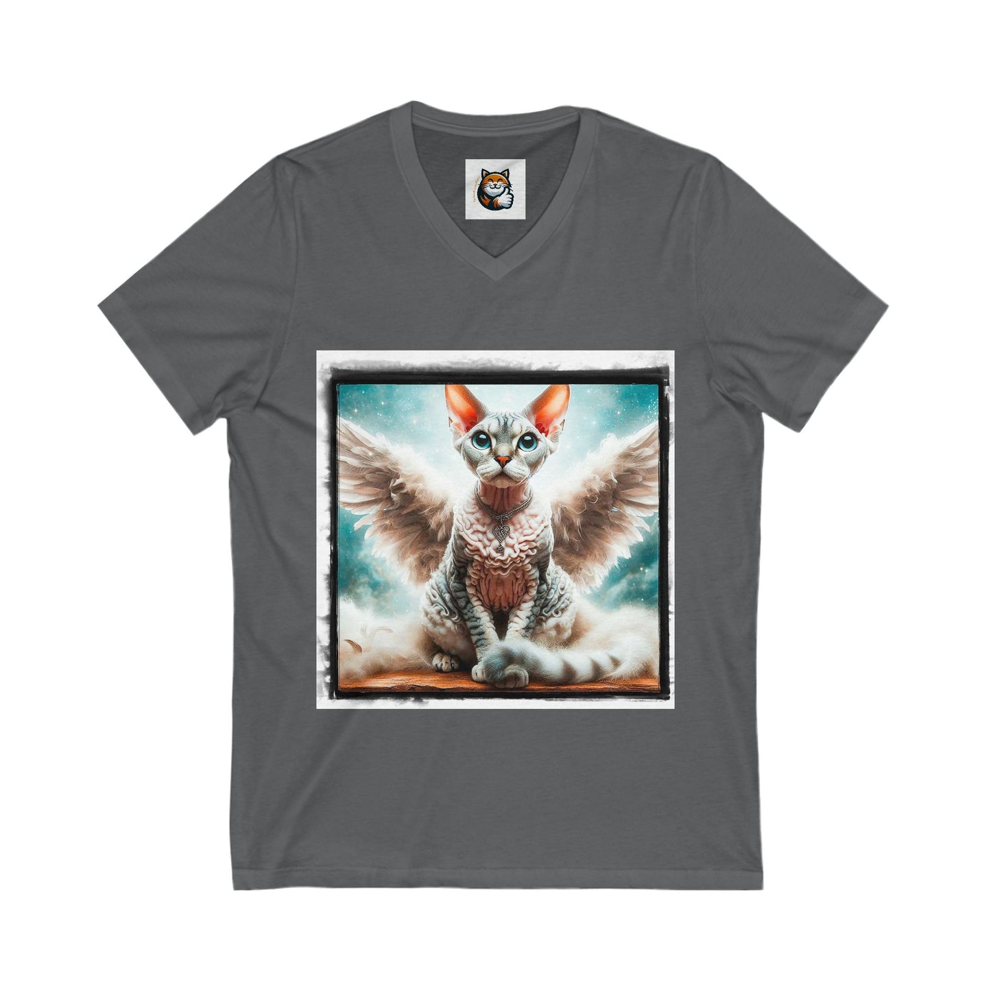 Devon Rex Angel wings Unisex Jersey Short Sleeve V-Neck Tee