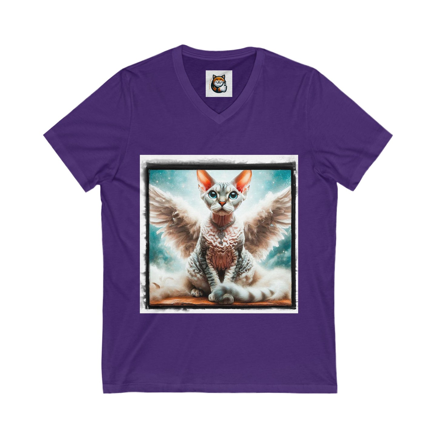 Devon Rex Angel wings Unisex Jersey Short Sleeve V-Neck Tee