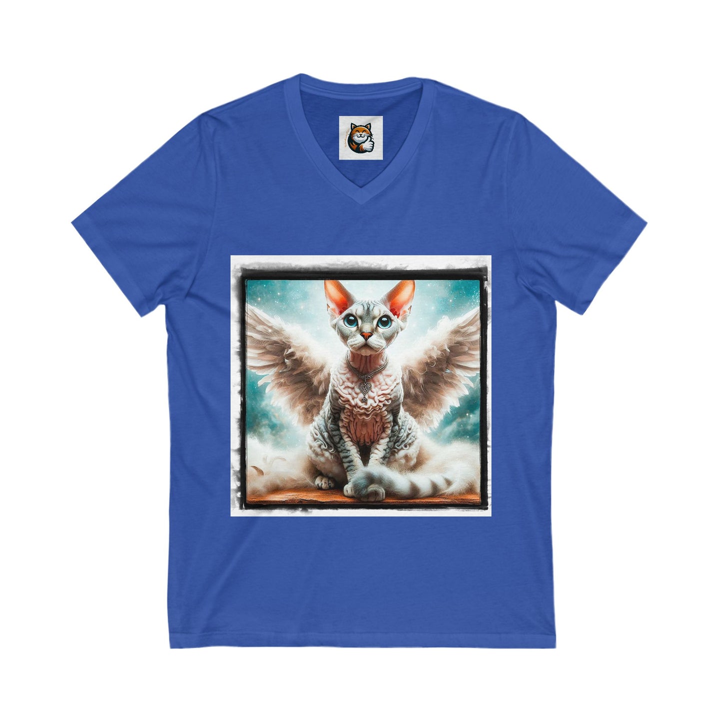 Devon Rex Angel wings Unisex Jersey Short Sleeve V-Neck Tee