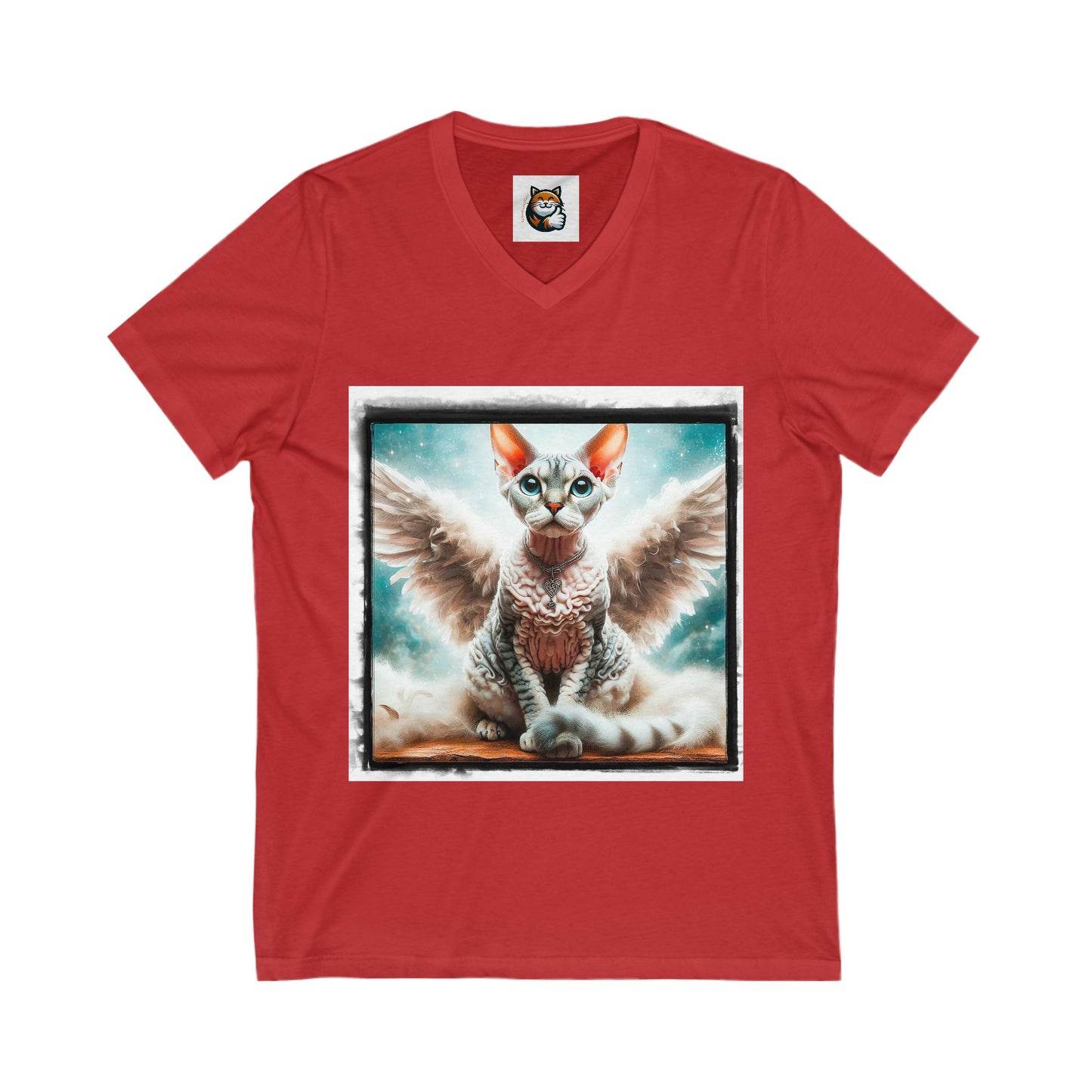 Devon Rex Angel wings Unisex Jersey Short Sleeve V-Neck Tee