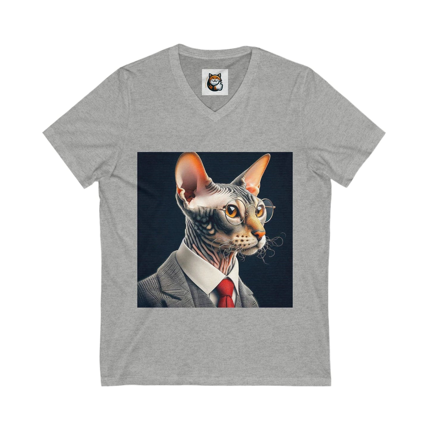 Cornish Rex Cat Unisex Jersey Short Sleeve V-Neck Tee by Printify