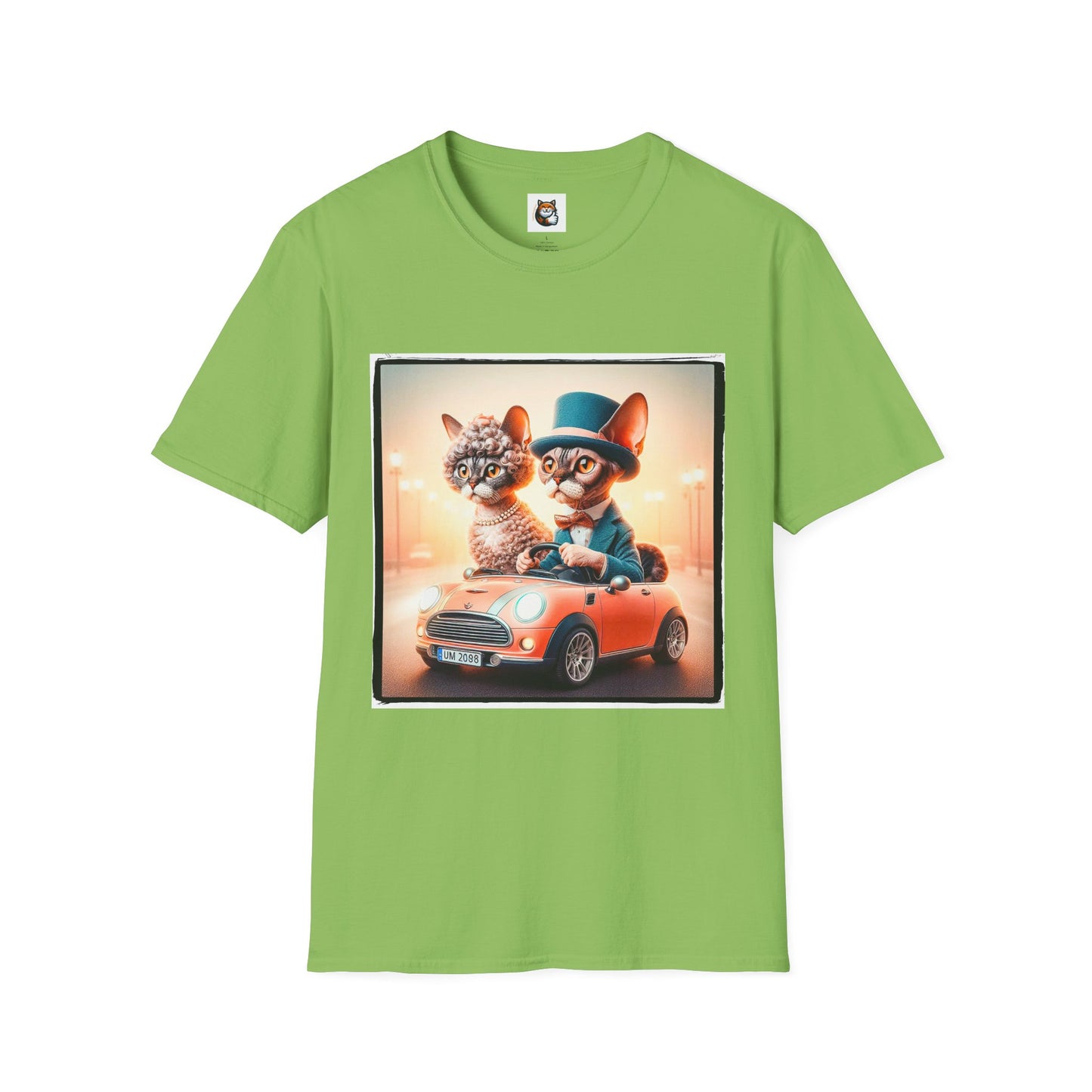 Wacky  Devon Rex tiny couple  Unisex Softstyle T-Shirt