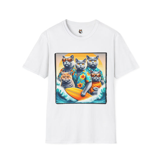 British Shorthair surfer Softstyle T-Shirt
