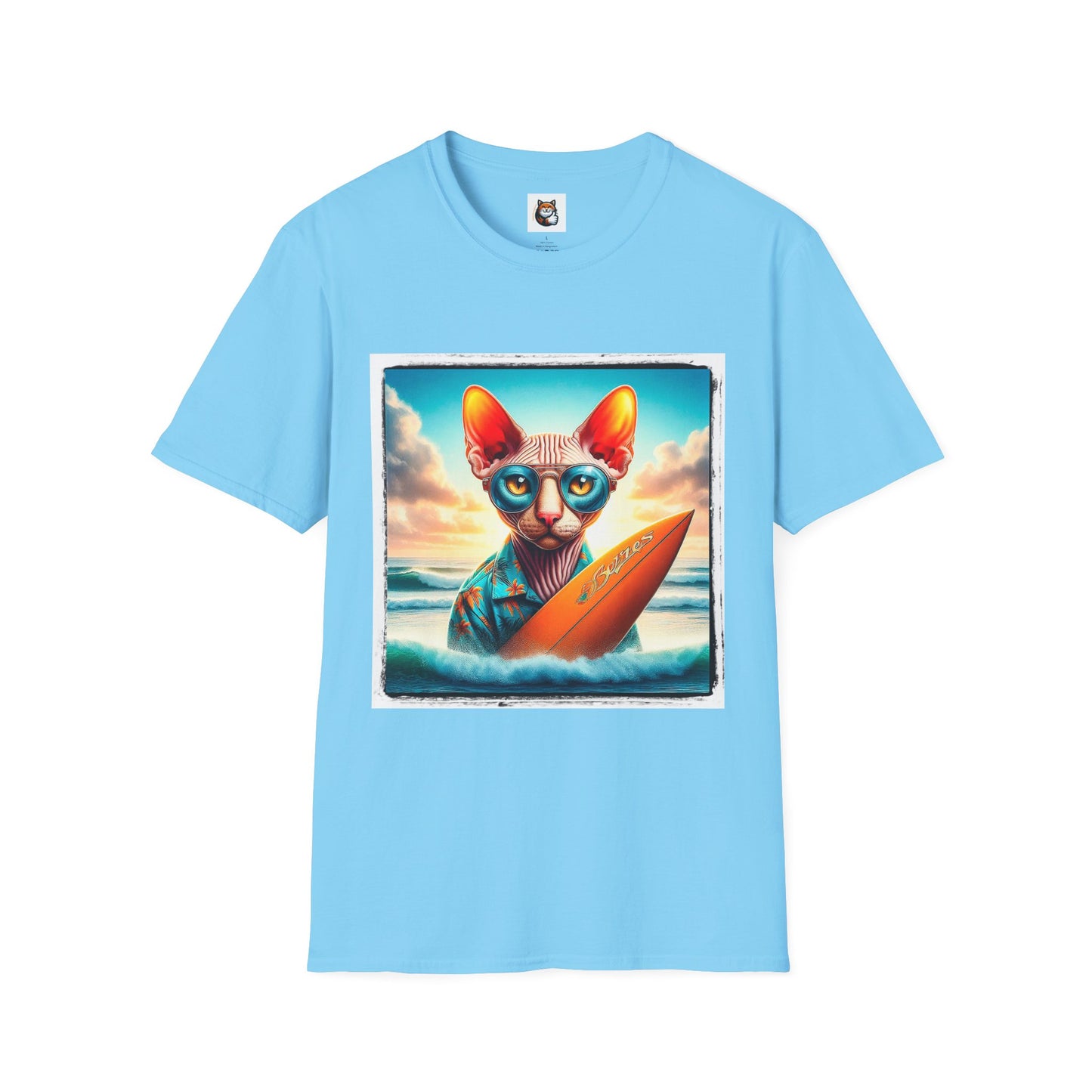 Cornish Rex Cat beach surfer  T-Shirt