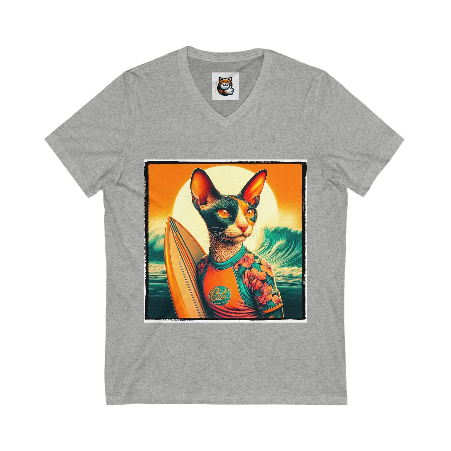 Cornish Rex Cat Unisex Jersey Short Sleeve V-Neck Tee