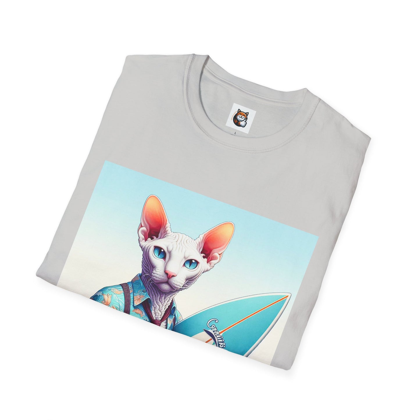 Cornish Rex Cat beach surfer T-Shirt