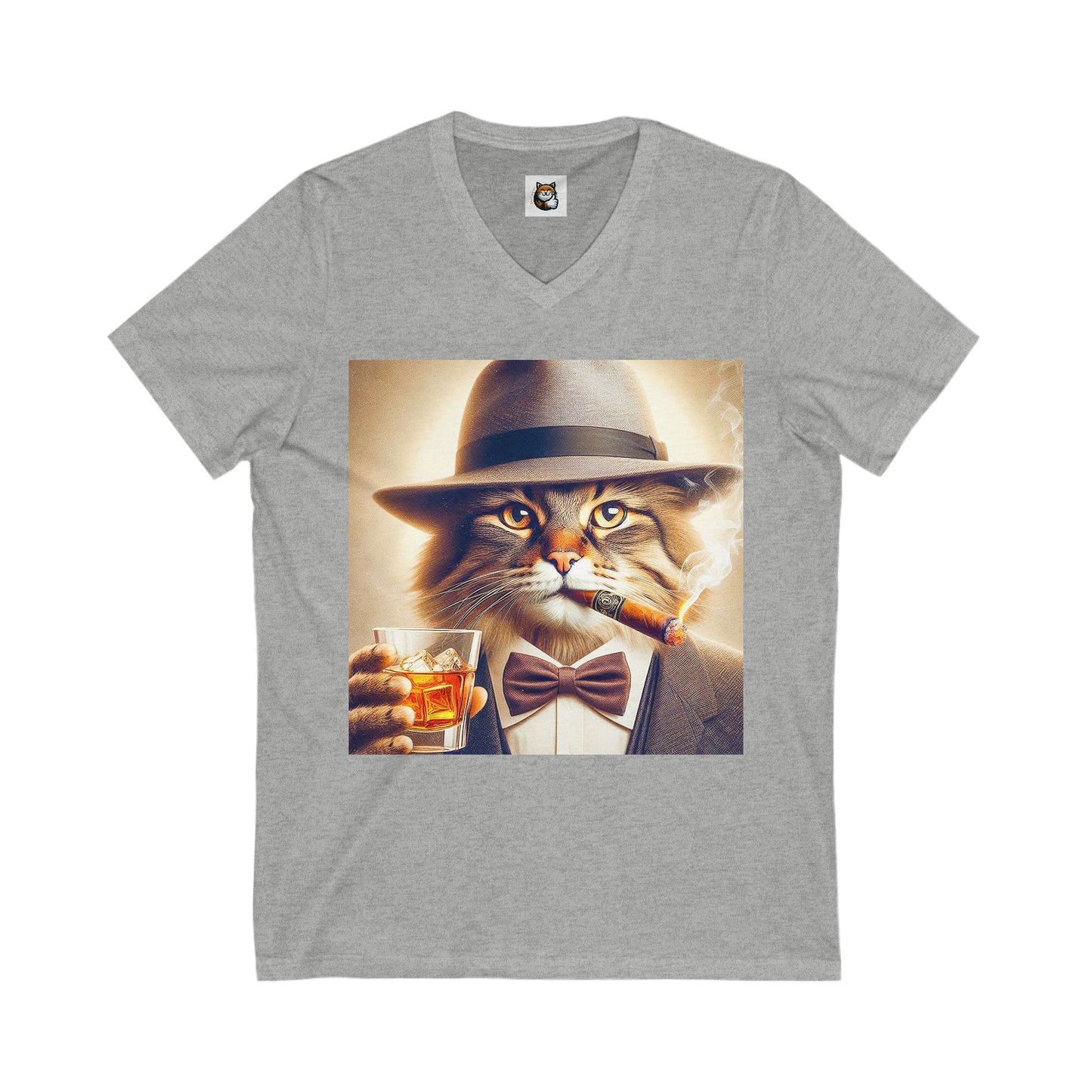Norwegian Forest Cat Unisex Jersey Short Sleeve V-Neck Tee