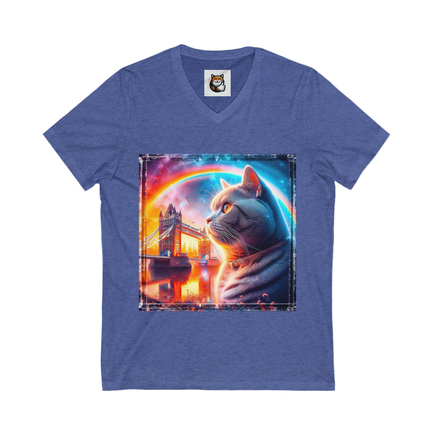 British Shorthair  rainbow bridge Unisex Jersey Short Sleeve V-Neck Tee