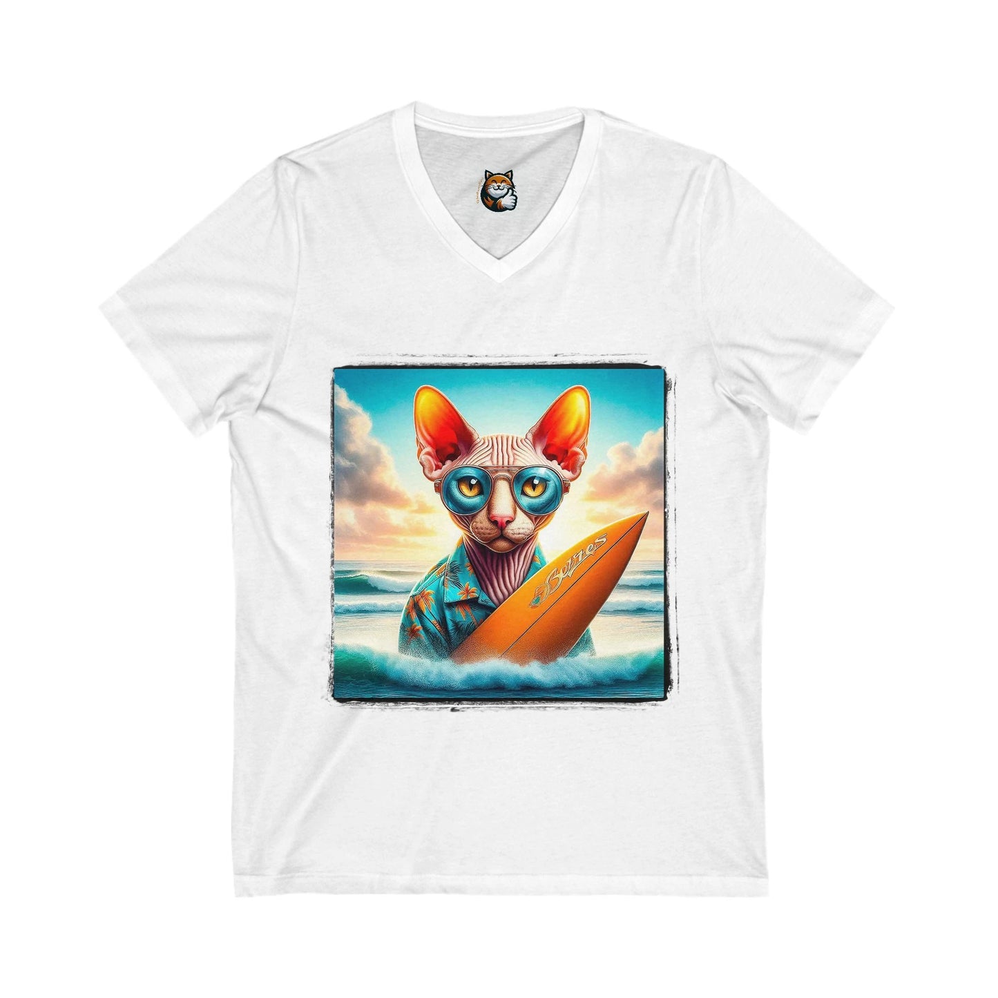 Cornish Rex Cat surfer Tee by Printify