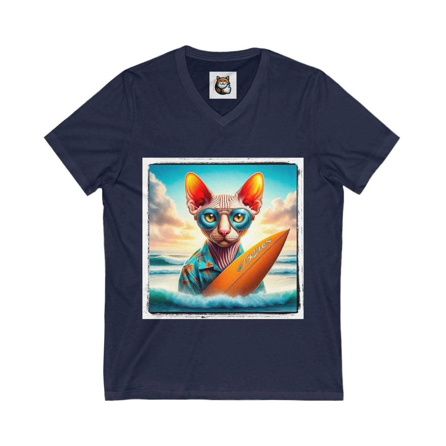 Cornish Rex Cat surfer Tee by Printify
