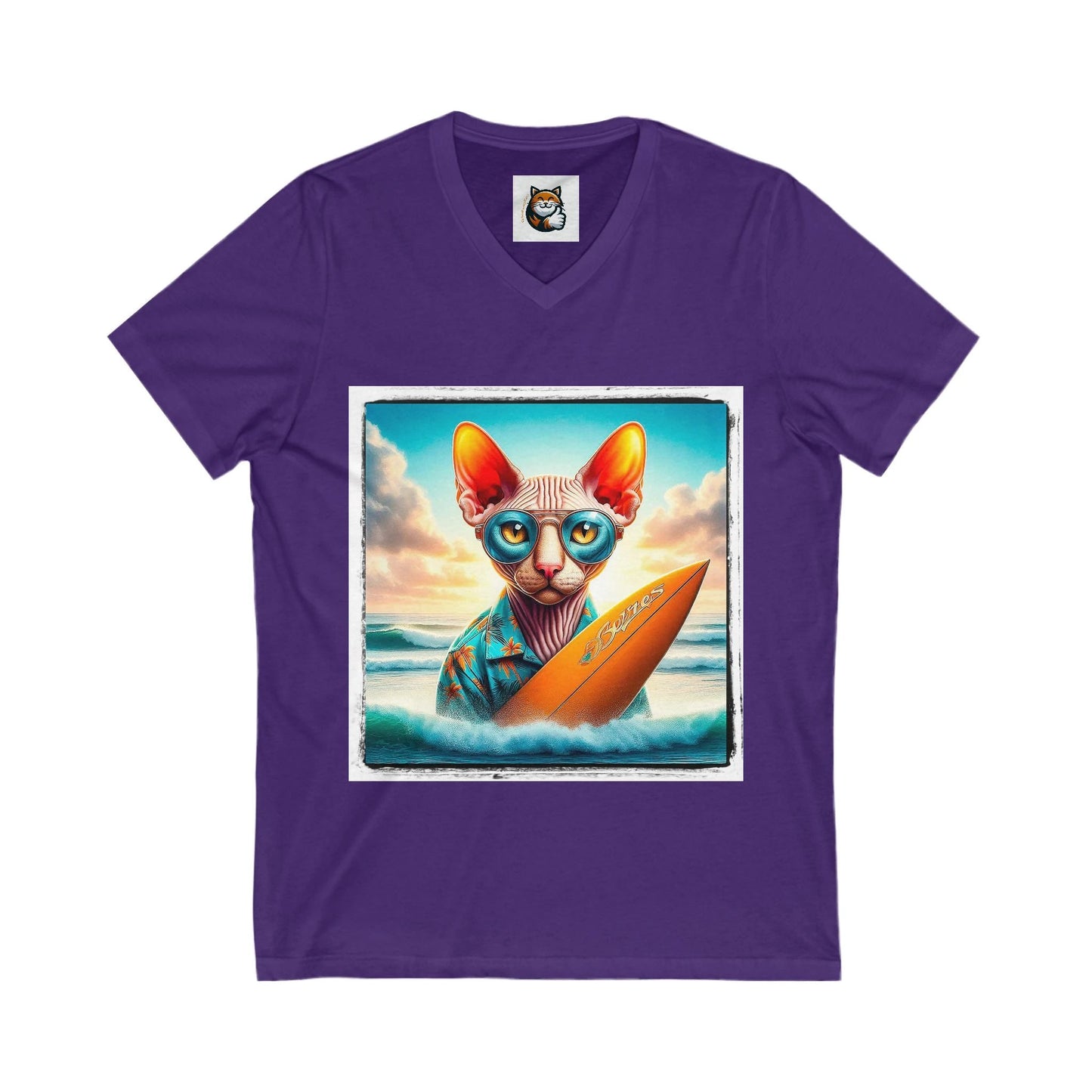 Cornish Rex Cat surfer Tee by Printify