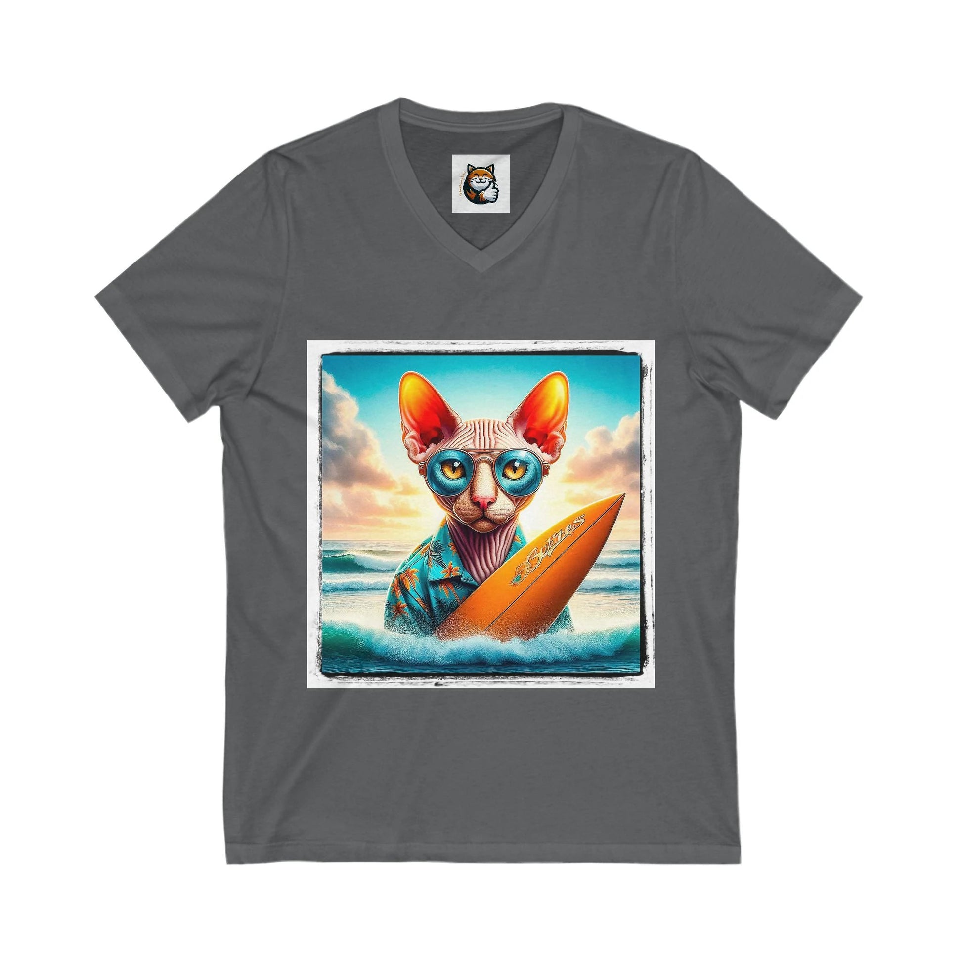 Cornish Rex Cat surfer Tee by Printify