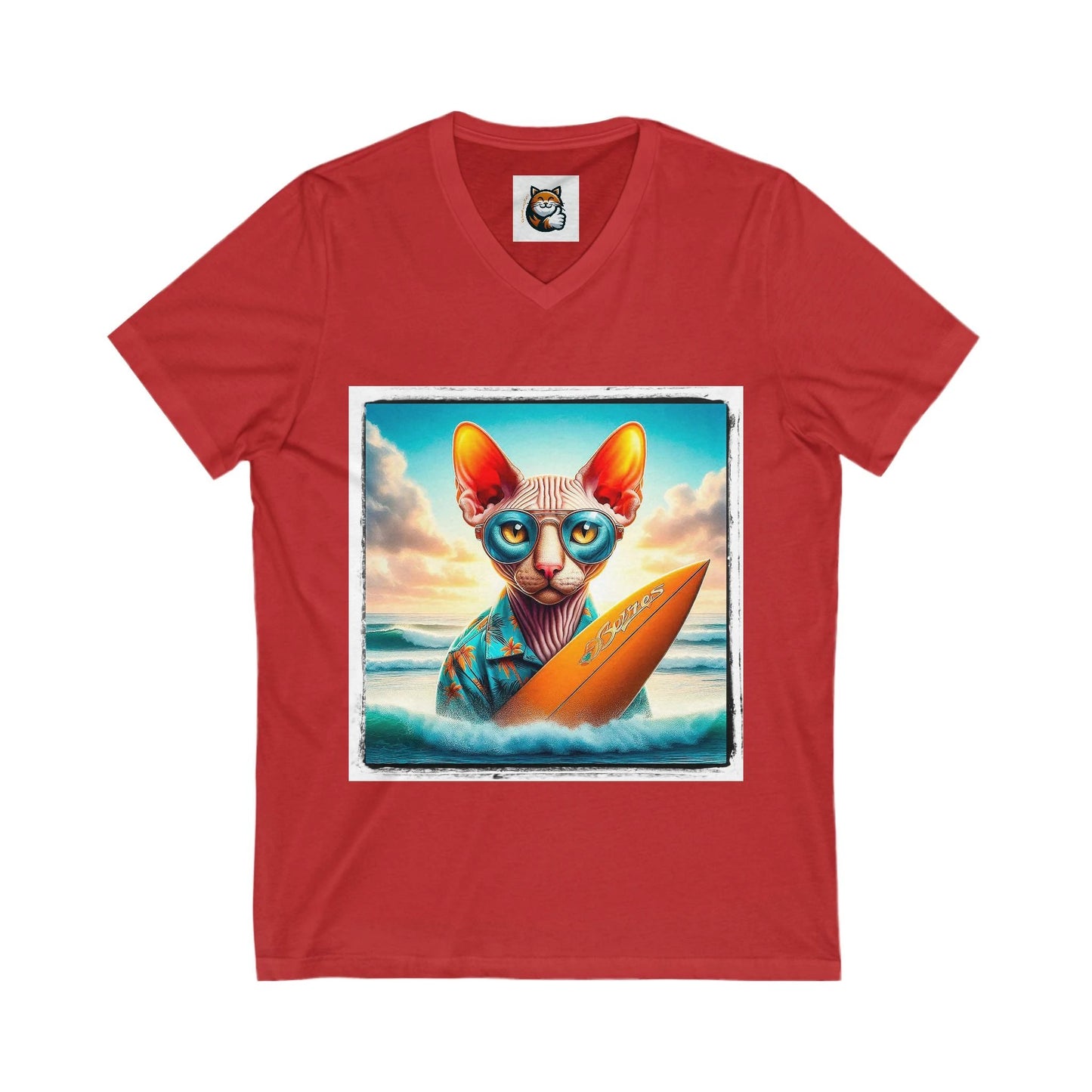 Cornish Rex Cat surfer Tee by Printify
