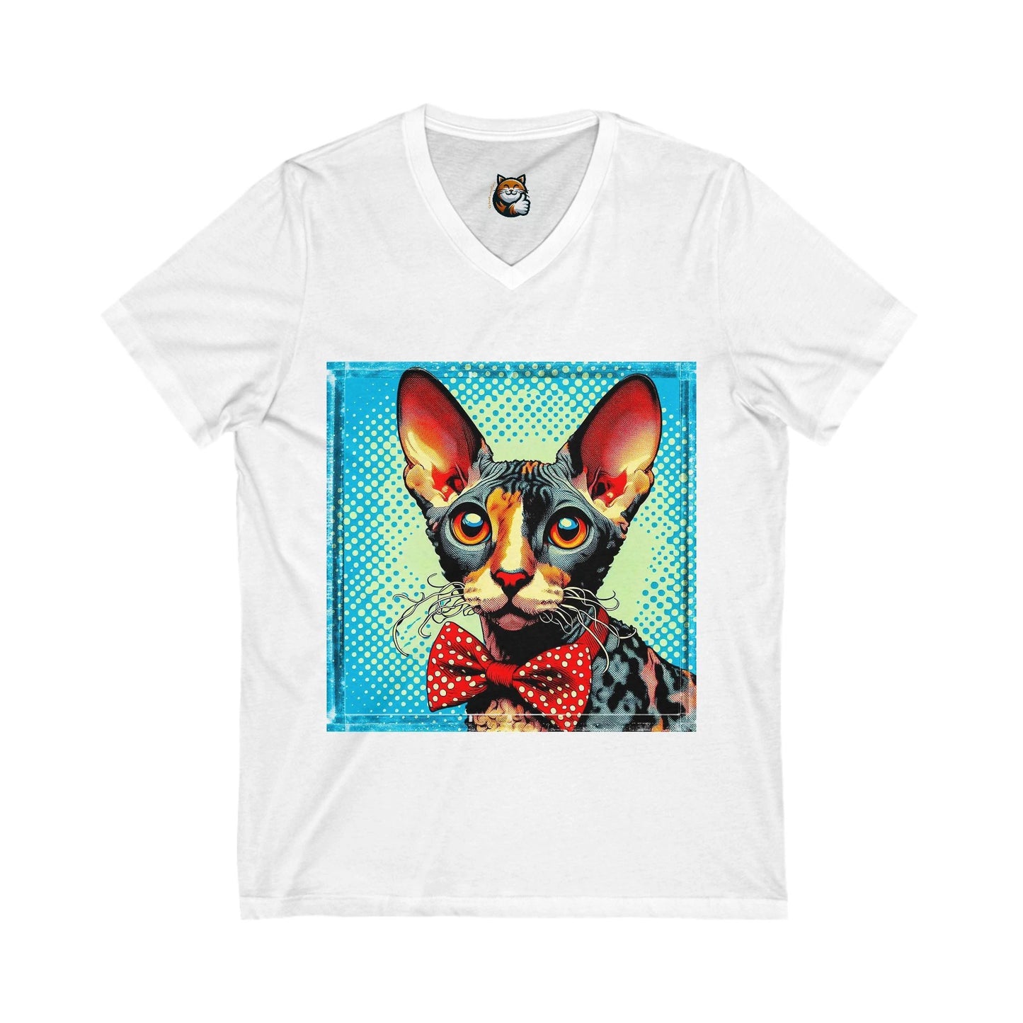 Cornish Rex Cat Unisex Jersey Short Sleeve V-Neck Tee by Printify