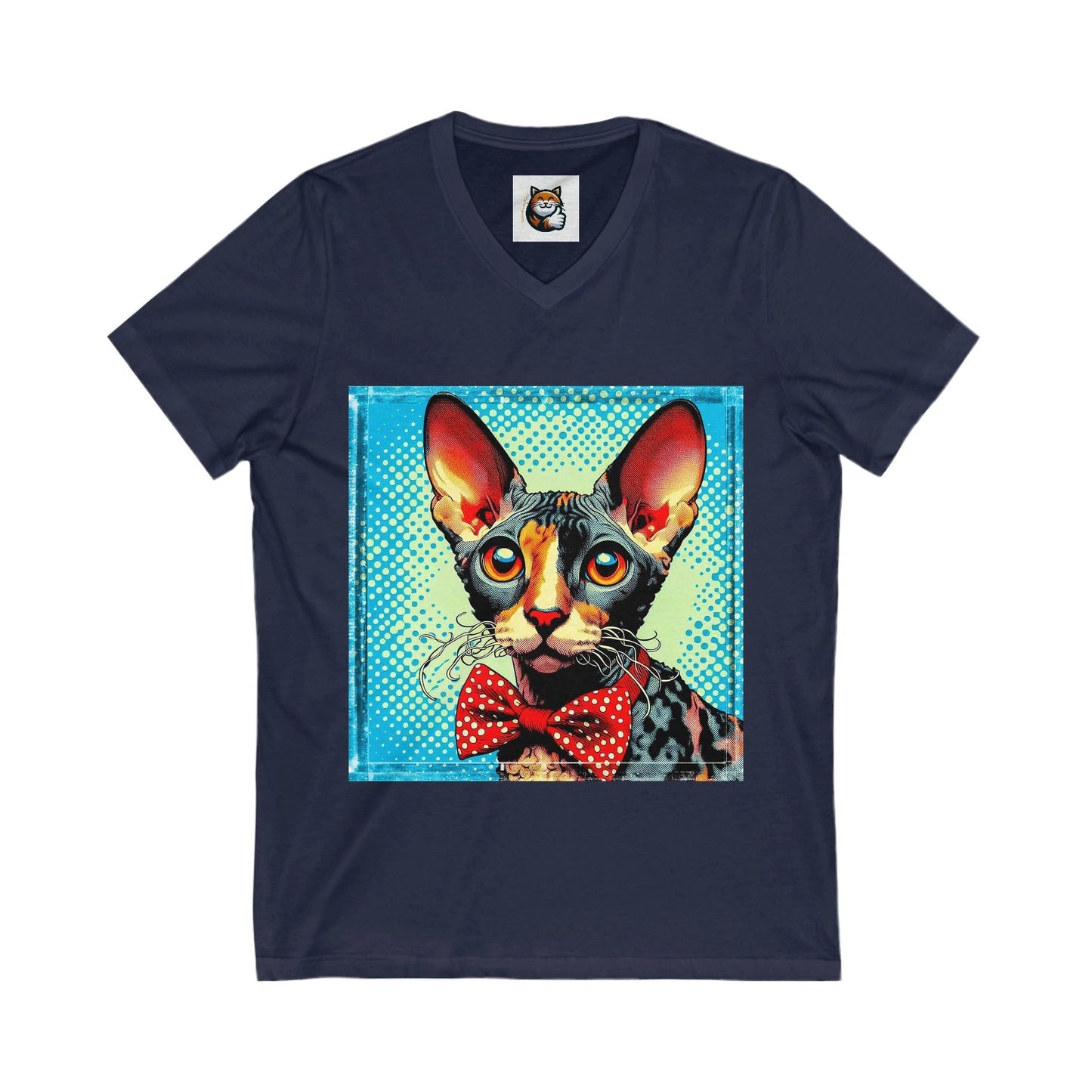 Cornish Rex Cat Unisex Jersey Short Sleeve V-Neck Tee by Printify
