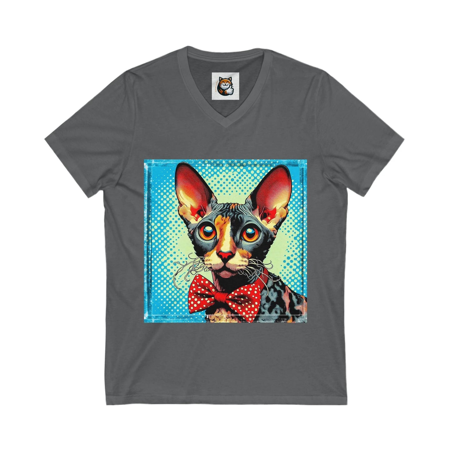 Cornish Rex Cat Unisex Jersey Short Sleeve V-Neck Tee by Printify