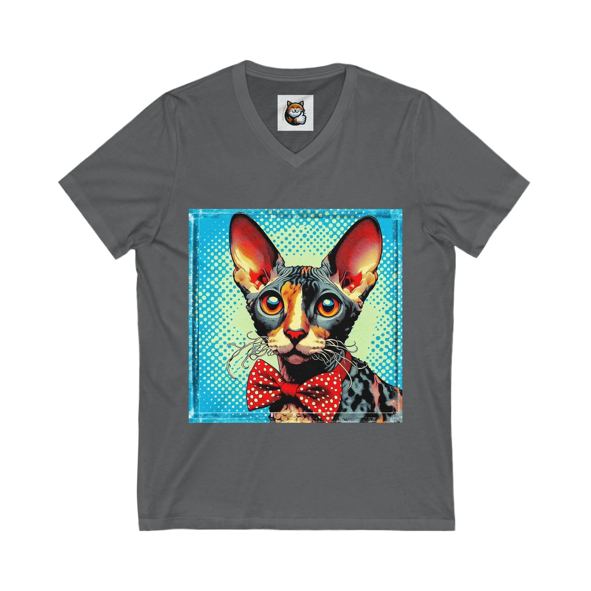 Cornish Rex Cat Unisex Jersey Short Sleeve V-Neck Tee by Printify