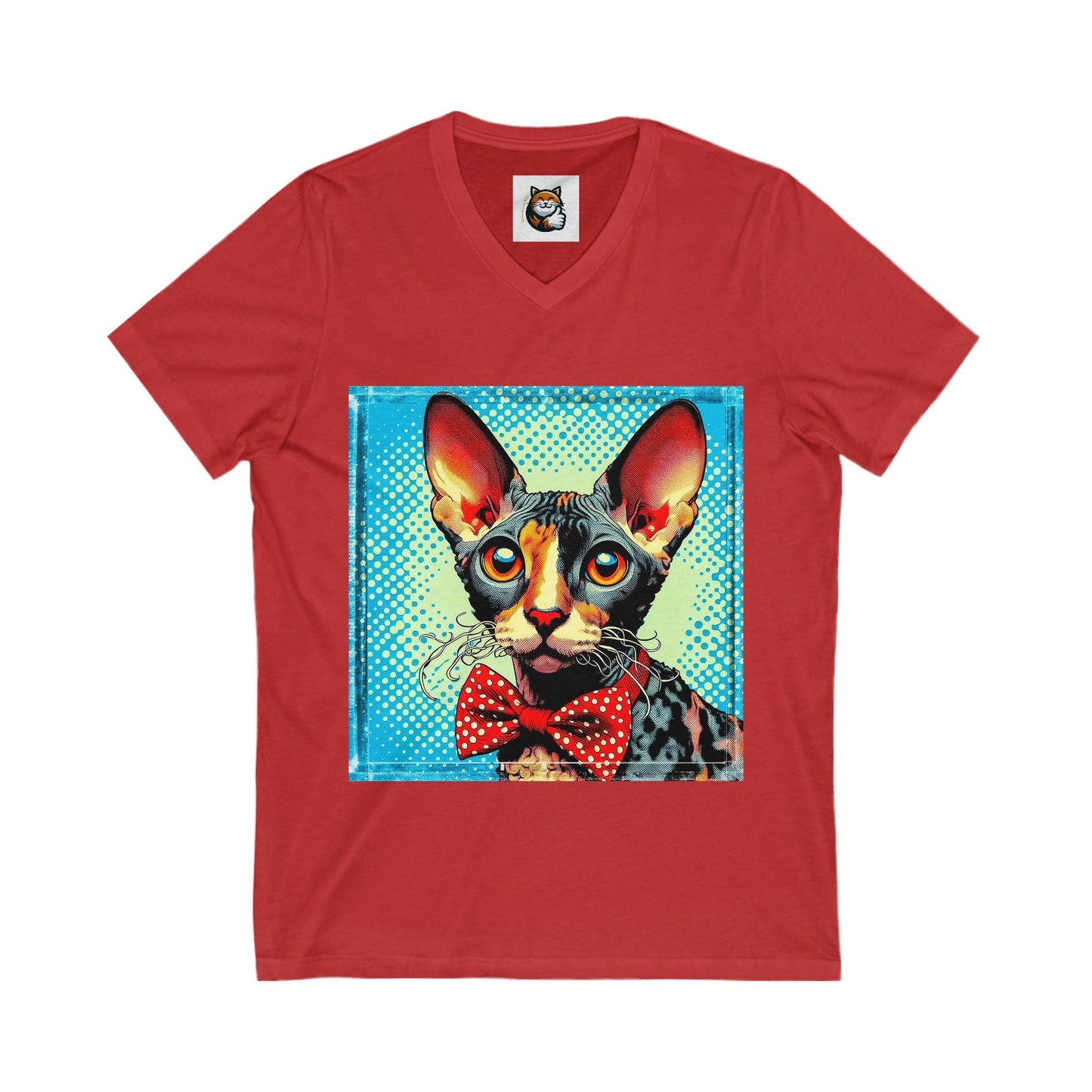 Cornish Rex Cat Unisex Jersey Short Sleeve V-Neck Tee by Printify