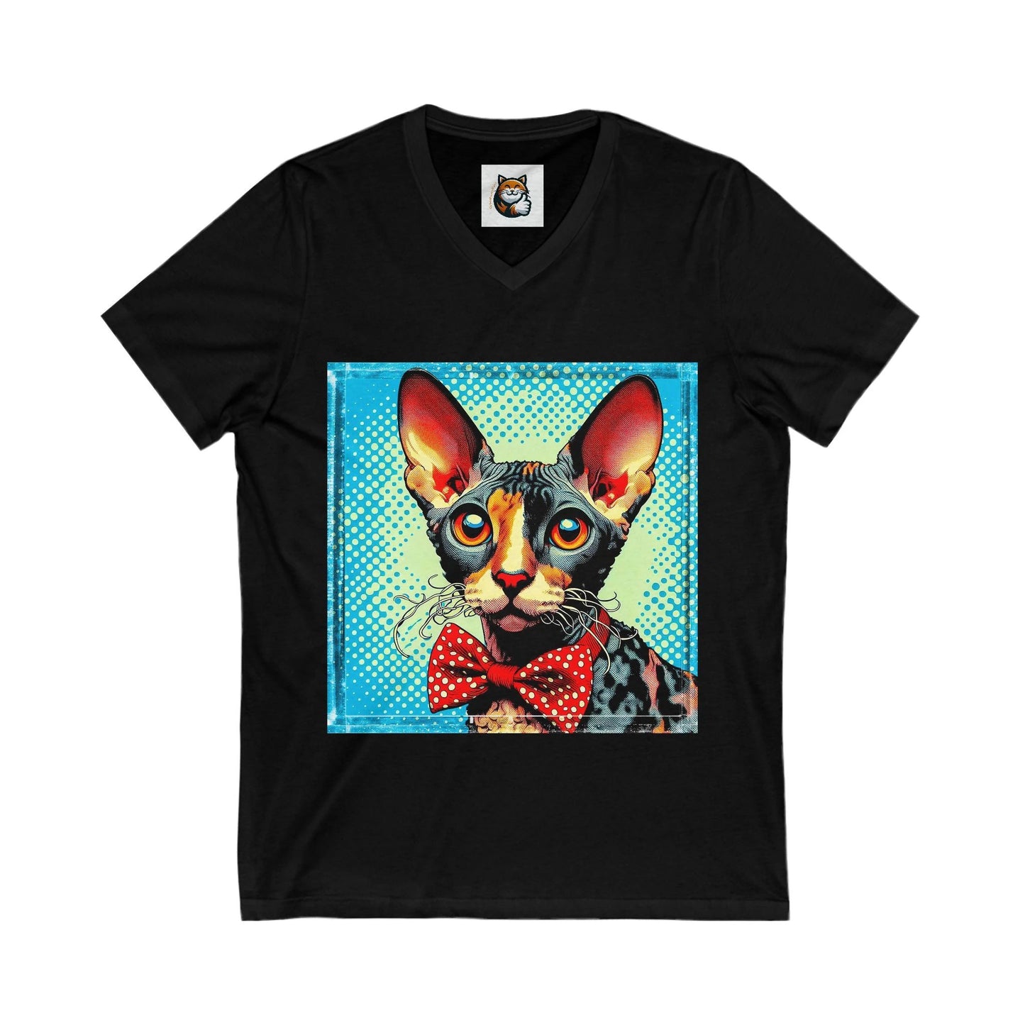 Cornish Rex Cat Unisex Jersey Short Sleeve V-Neck Tee by Printify