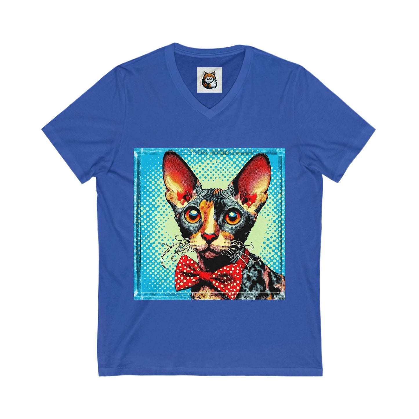 Cornish Rex Cat Unisex Jersey Short Sleeve V-Neck Tee by Printify