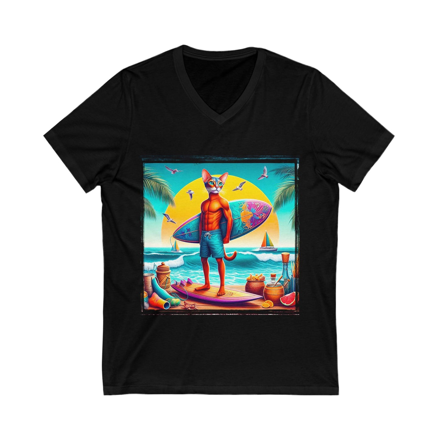 Abyssinian surfing Jersey Short Sleeve V-Neck Tee
