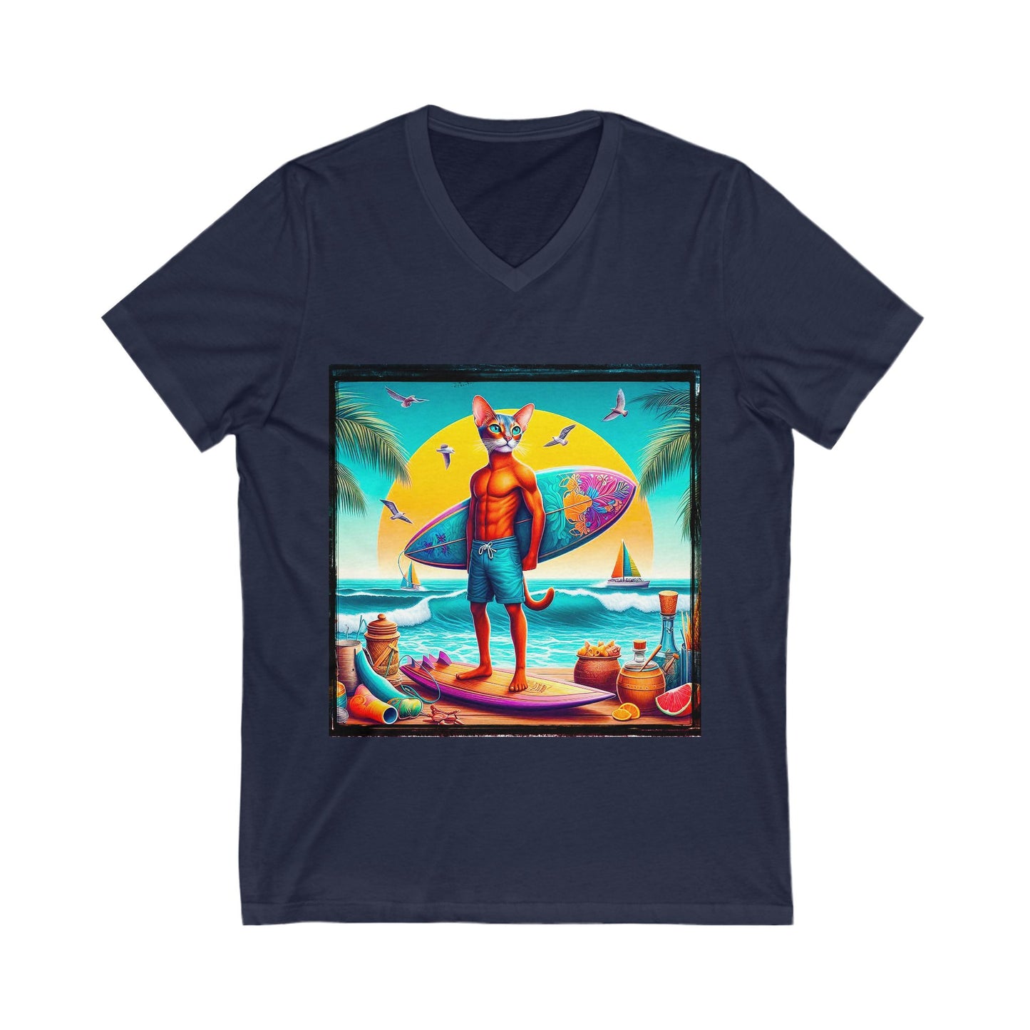 Abyssinian surfing Jersey Short Sleeve V-Neck Tee