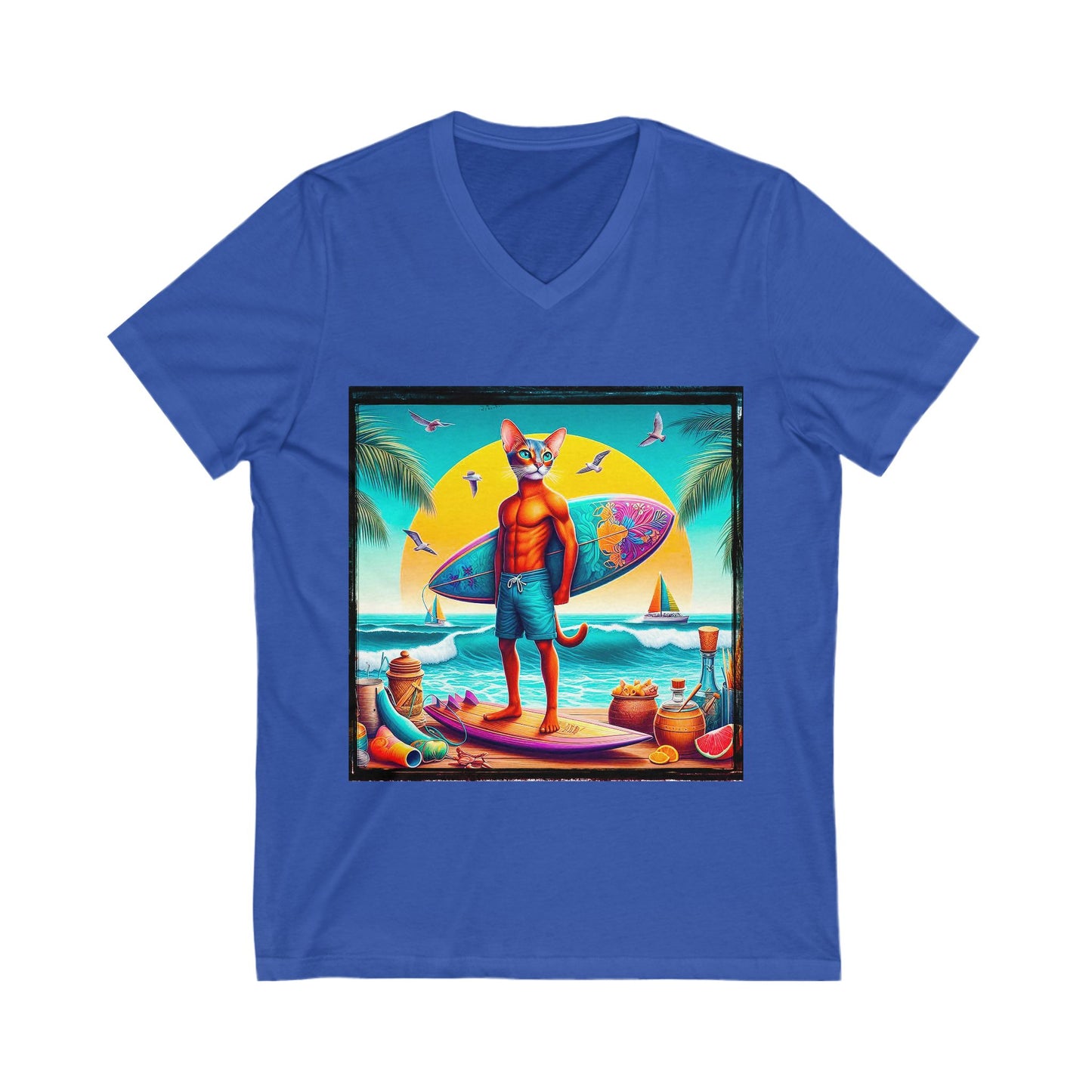 Abyssinian surfing Jersey Short Sleeve V-Neck Tee