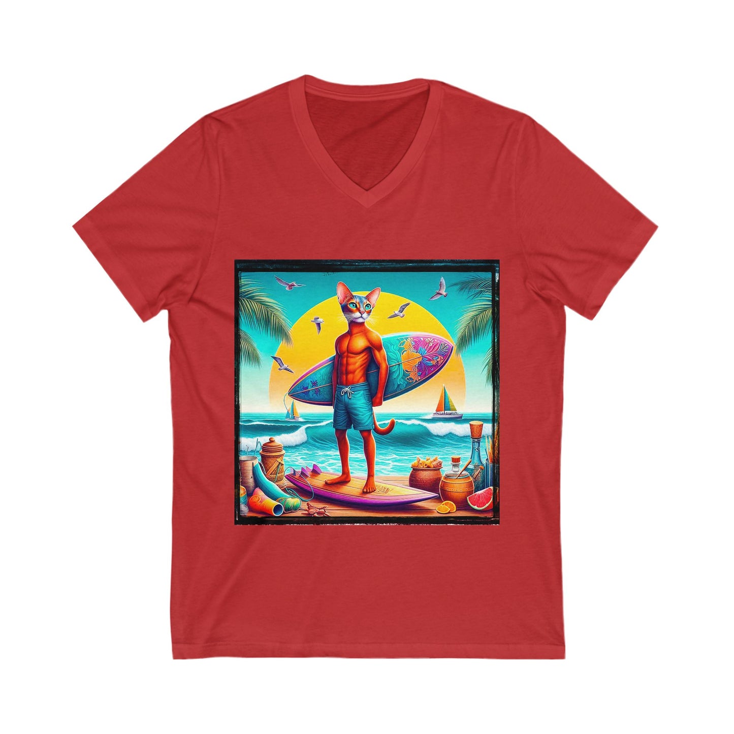 Abyssinian surfing Jersey Short Sleeve V-Neck Tee