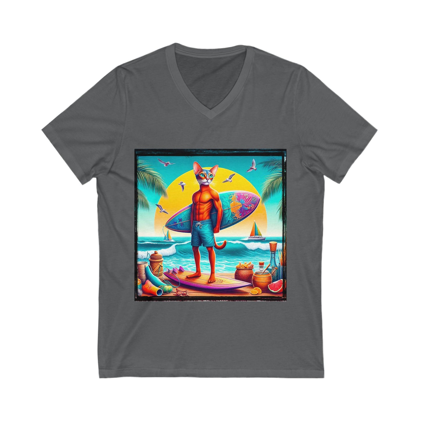 Abyssinian surfing Jersey Short Sleeve V-Neck Tee