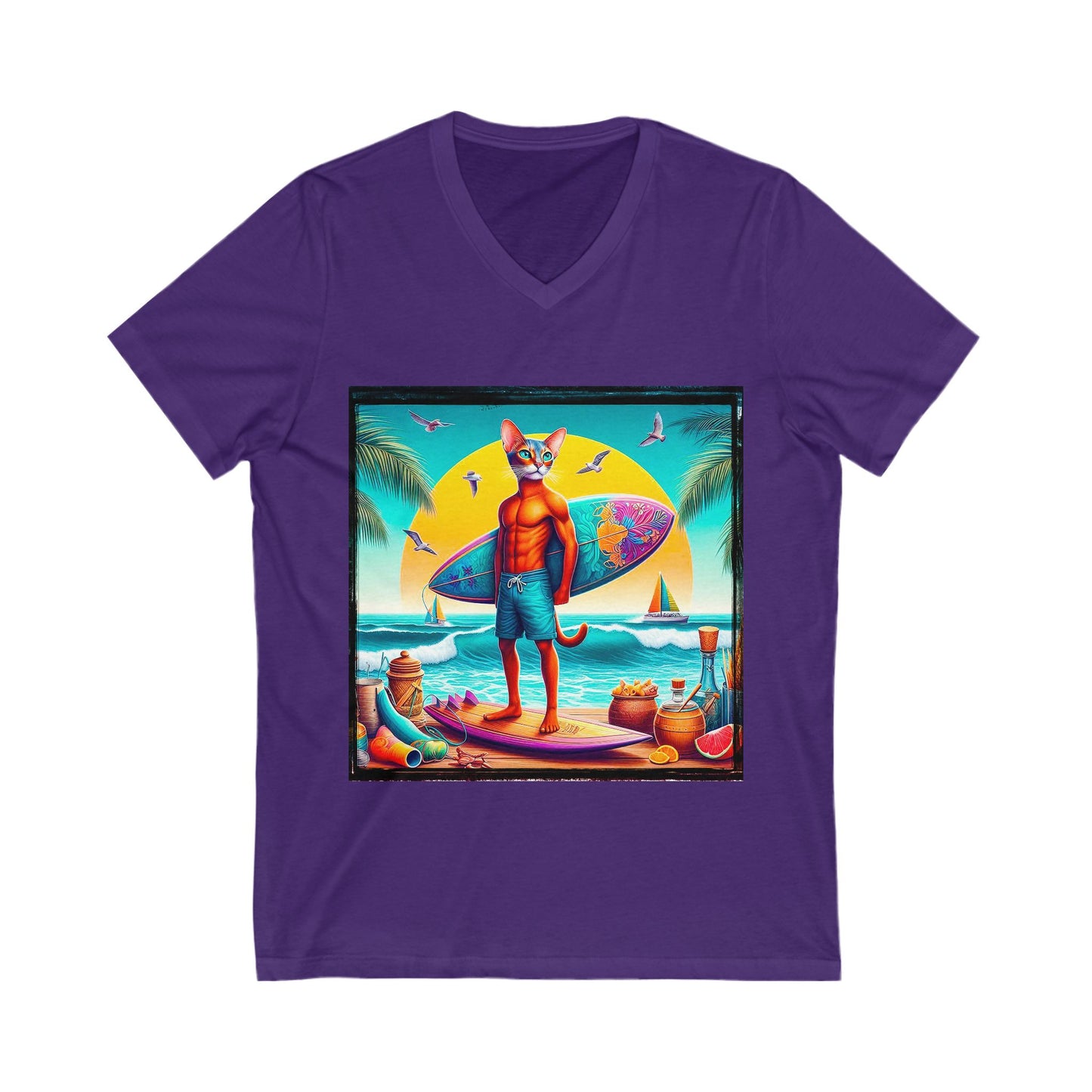 Abyssinian surfing Jersey Short Sleeve V-Neck Tee