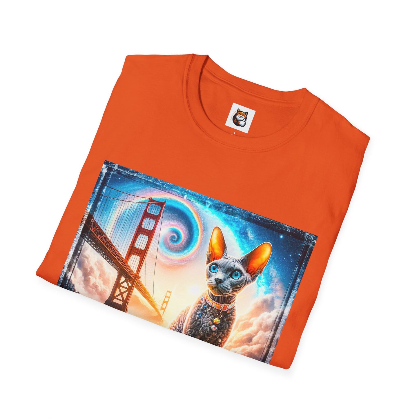 Devon Rex Unisex rainbow bridge Softstyle T-Shirt