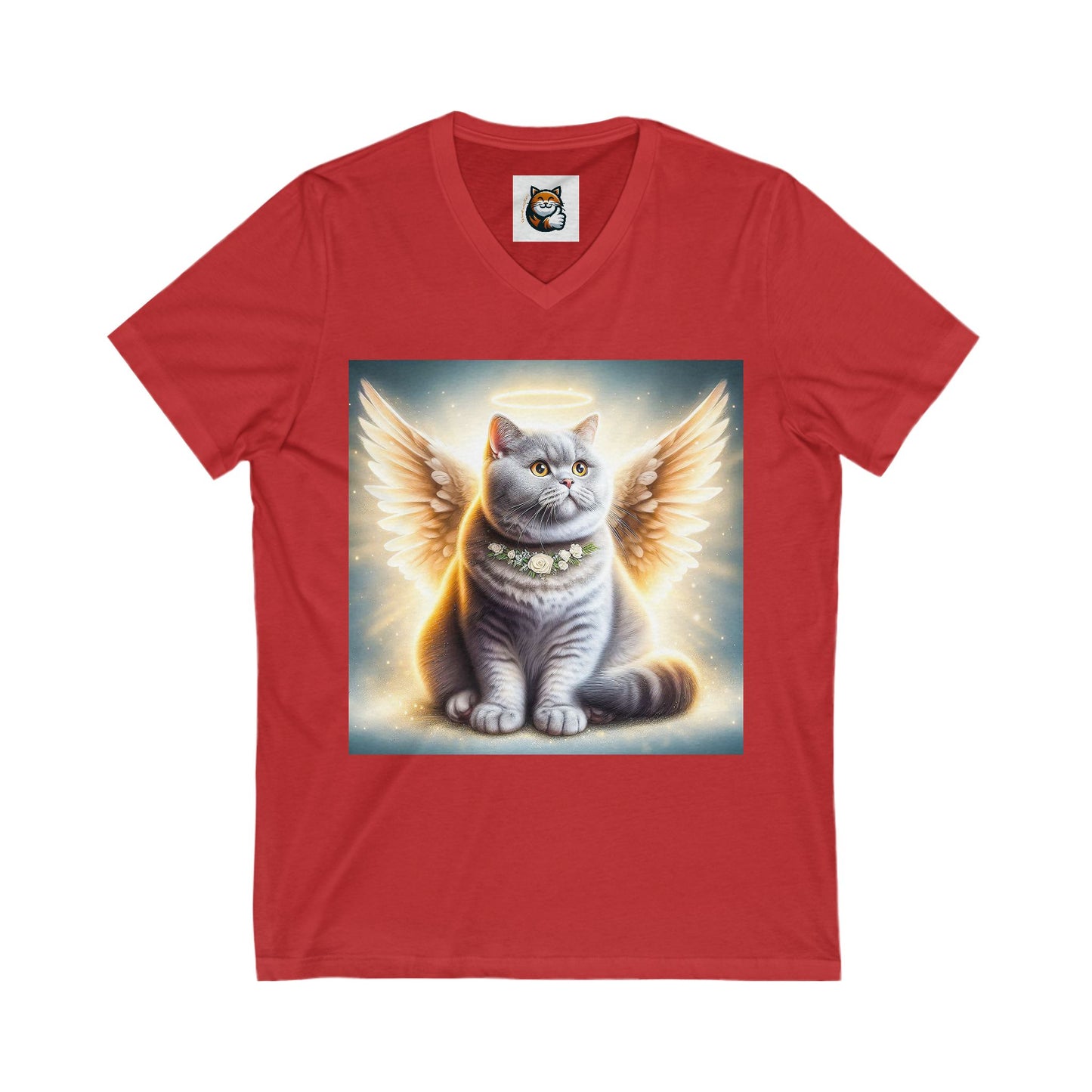 British Shorthair Unisex Jersey Short Sleeve V-Neck Tee