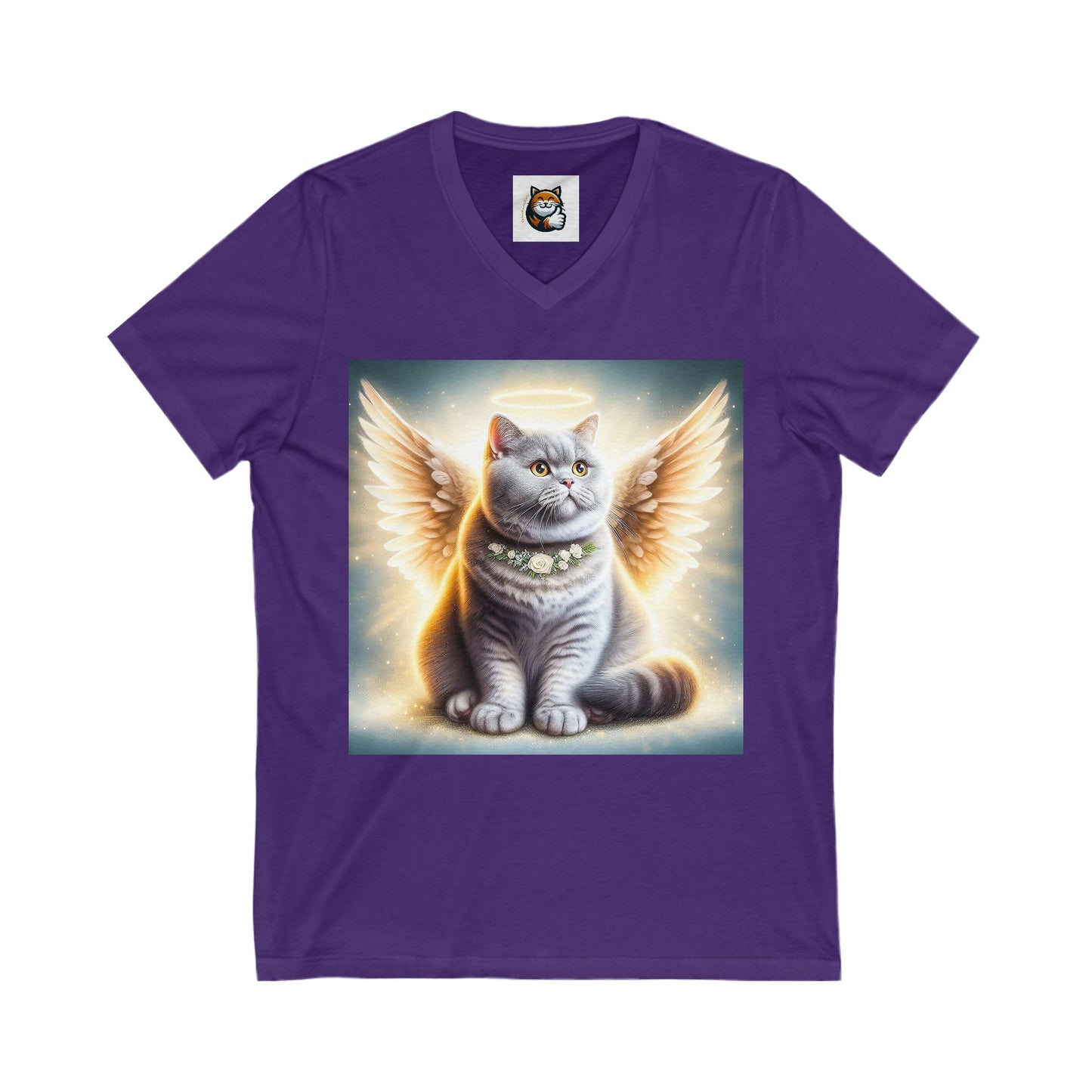 British Shorthair Unisex Jersey Short Sleeve V-Neck Tee
